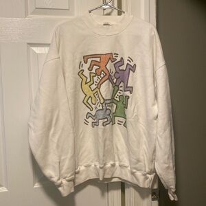 Mens Abercrombie Oversized Graphic Crewneck Sweatshirt Keith Haring